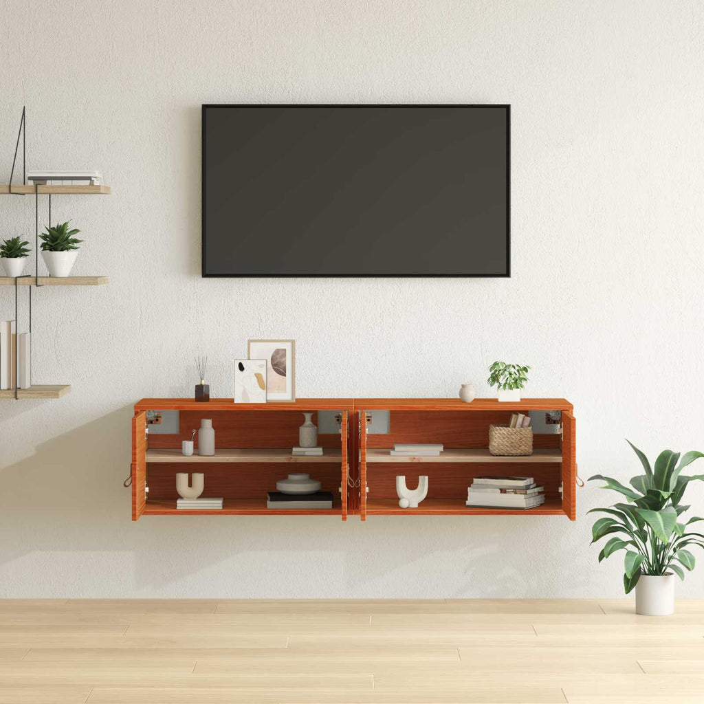 vidaXL Szafka ścienna z półką 2 pcs Woskowy Brąz 60 x 30 x 30 cm