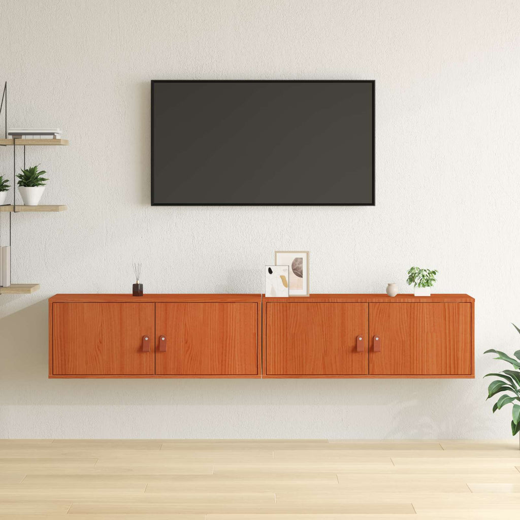 vidaXL Szafka ścienna z półką 2 pcs Woskowy Brąz 80 x 30 x 30 cm