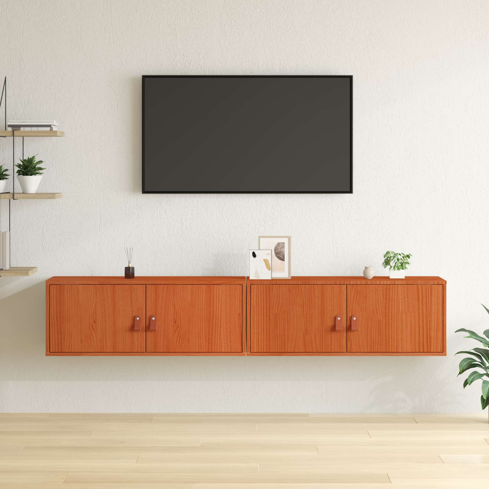 vidaXL Szafka ścienna z półką 2 pcs Woskowy Brąz 80 x 30 x 30 cm