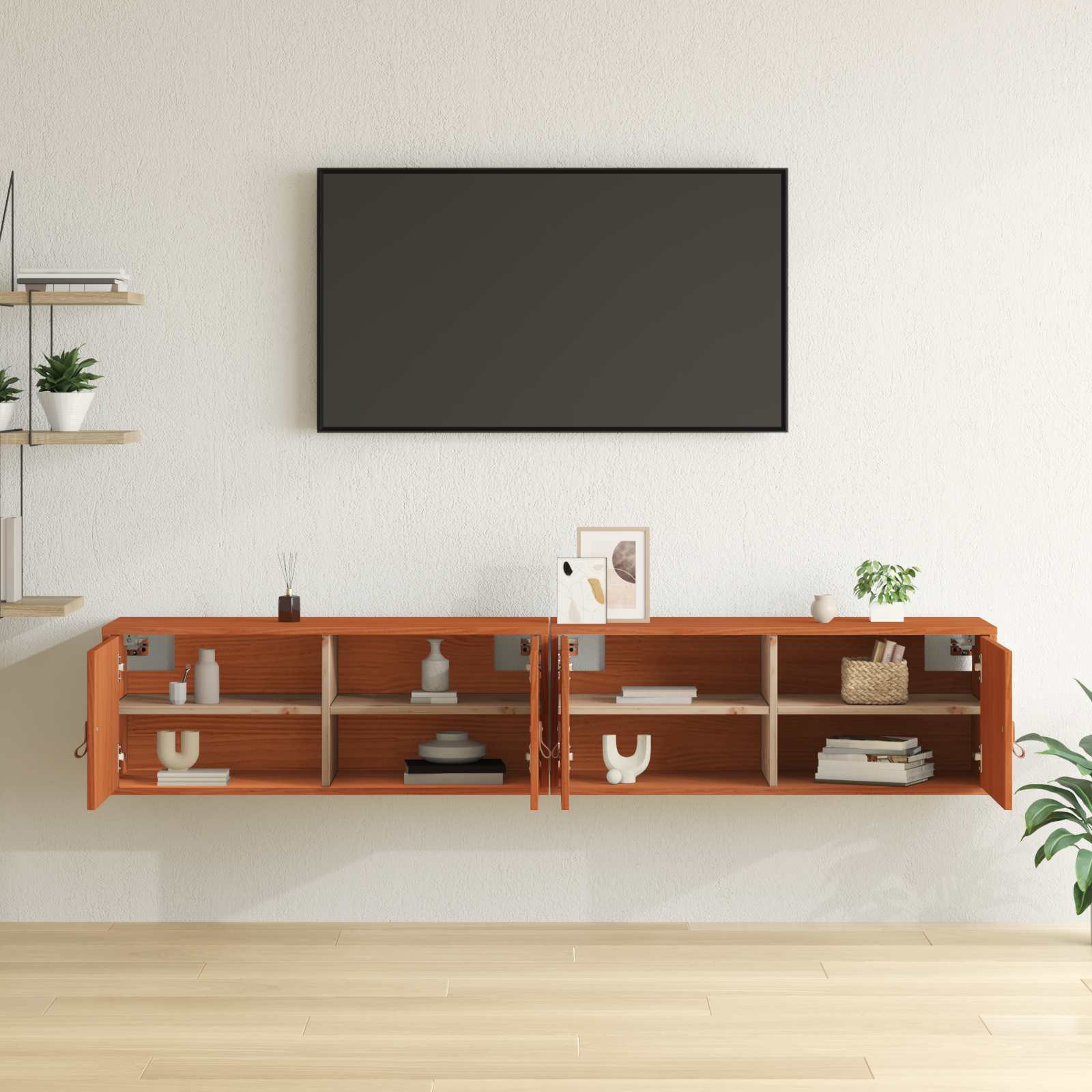 vidaXL Szafka ścienna z półką 2 pcs Woskowy Brąz 80 x 30 x 30 cm