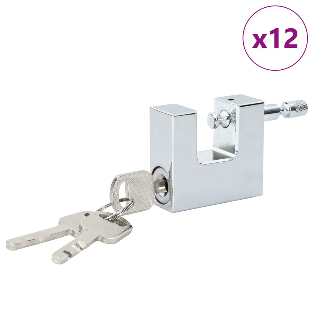 vidaXL Kłódka 12 pcs Srebrny Stal