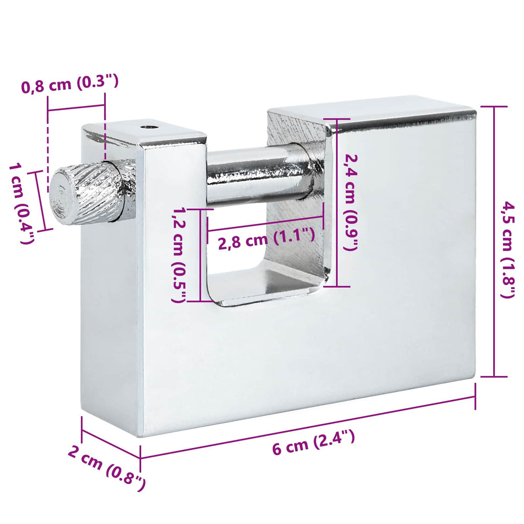 vidaXL Kłódka 6 pcs Srebrny Stal