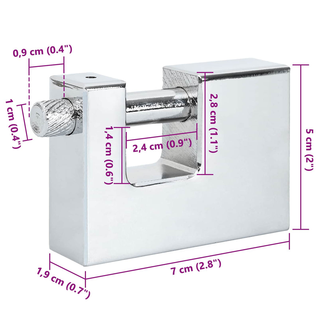 vidaXL Kłódka 2 pcs Srebrny Stal