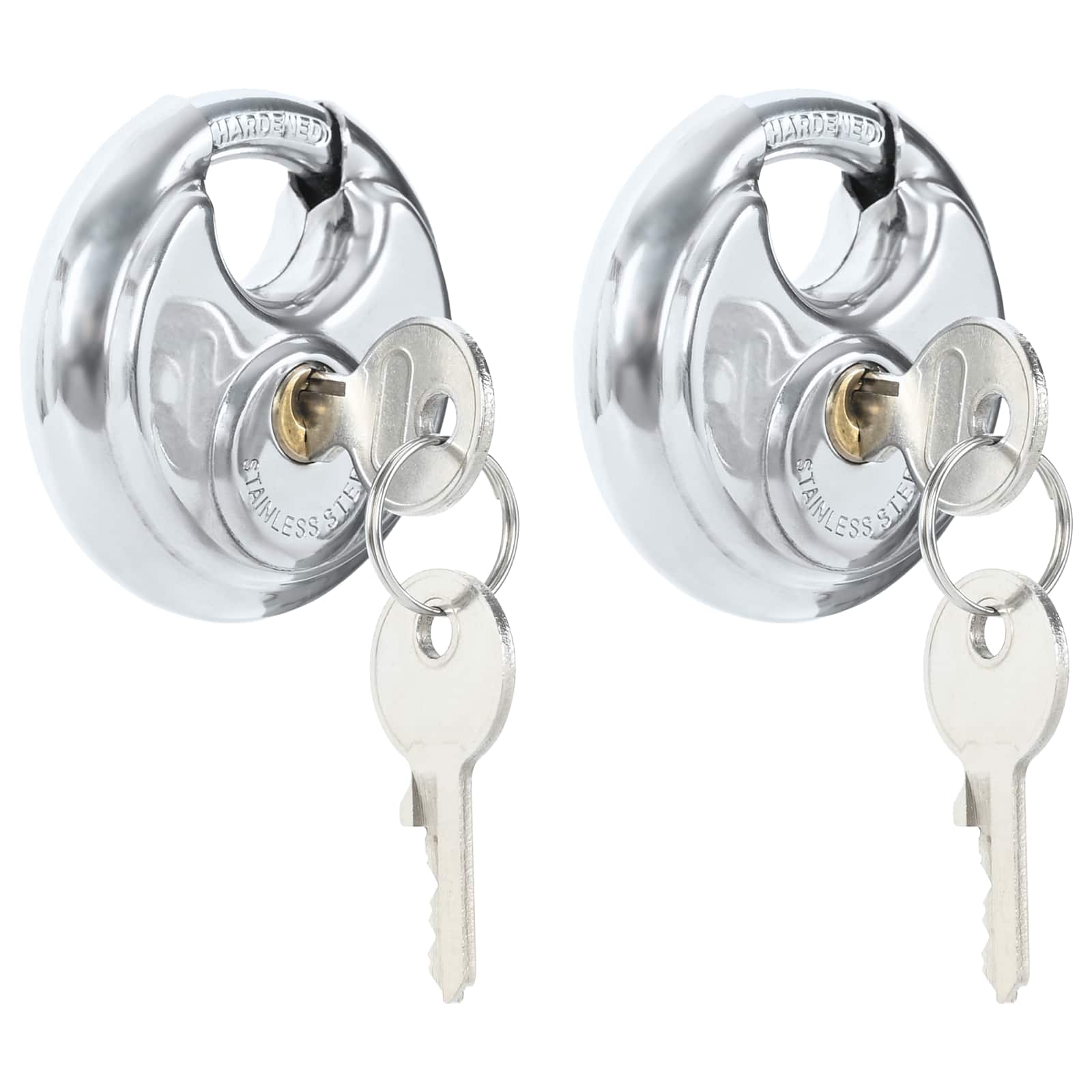 vidaXL Kłódki discus z kluczami 2 pcs Srebrny 6 x 2.3 x 6 cm