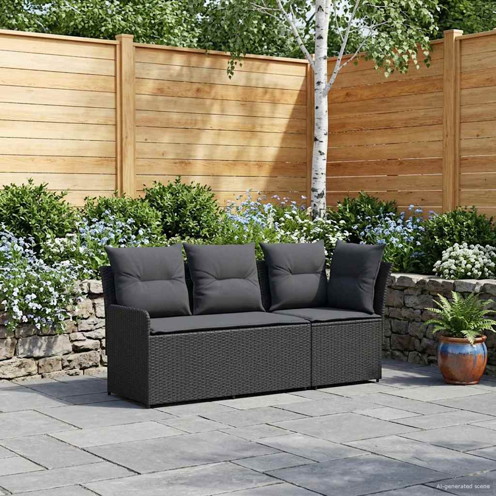 vidaXL Sofa ogrodowa z podłokietnikami i sofą narożną 2 Sztuka Czarny