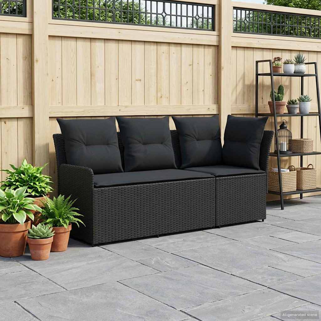 vidaXL Sofa ogrodowa z podłokietnikami i sofą narożną 2 Sztuka Czarny