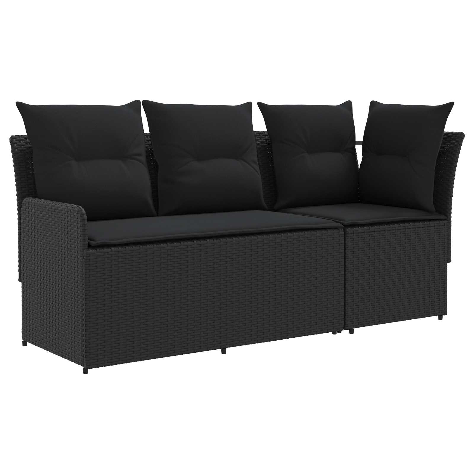 vidaXL Sofa ogrodowa z podłokietnikami i sofą narożną 2 Sztuka Czarny