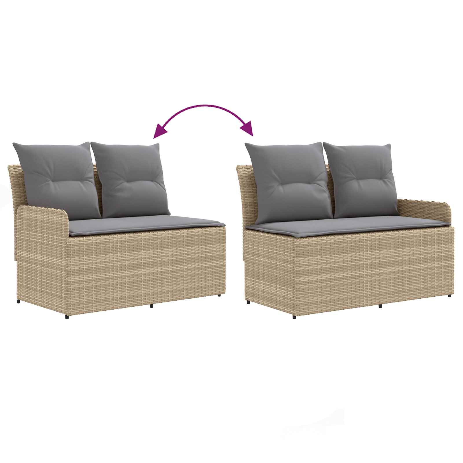 vidaXL Sofa ogrodowa z podłokietnikami i sofą narożną 2 Sztuka