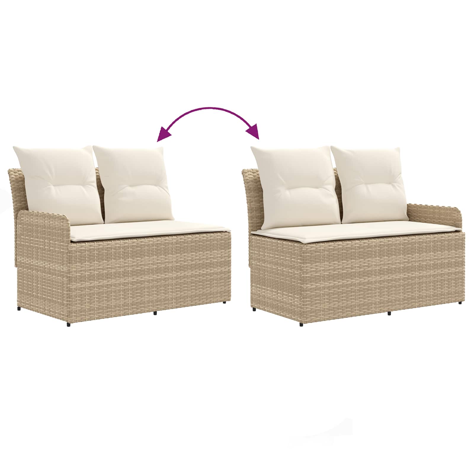 vidaXL Sofa ogrodowa z podłokietnikami i sofą narożną 2 Sztuka