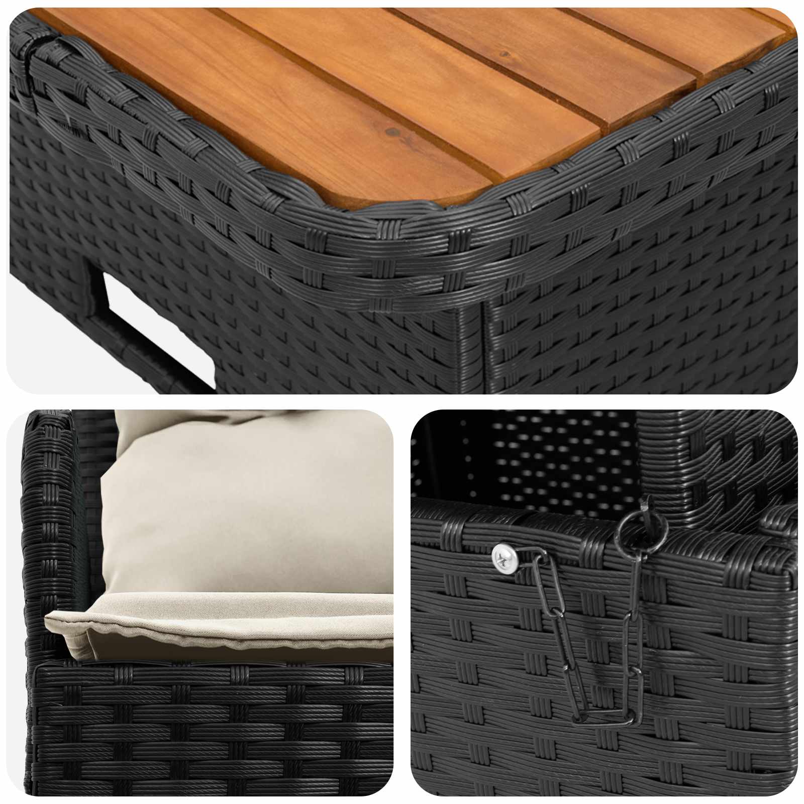 vidaXL Sofa ogrodowa z podłokietnikami i podnoszonym stołem 2 Sztuka