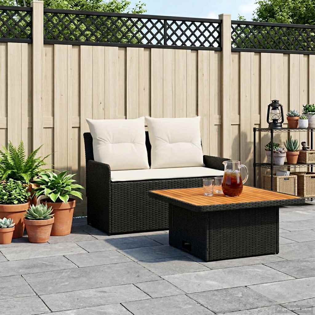vidaXL Sofa ogrodowa z podłokietnikami i podnoszonym stołem 2 Sztuka
