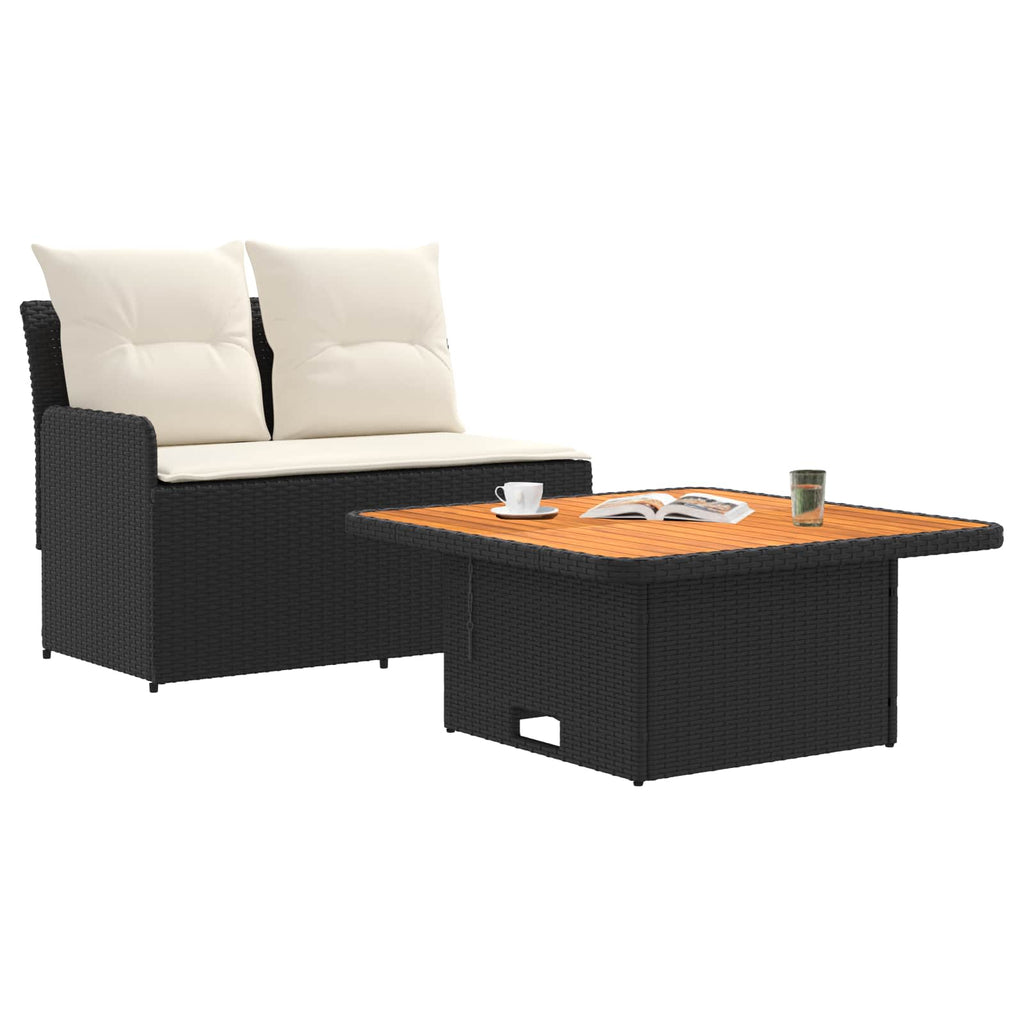 vidaXL Sofa ogrodowa z podłokietnikami i podnoszonym stołem 2 Sztuka