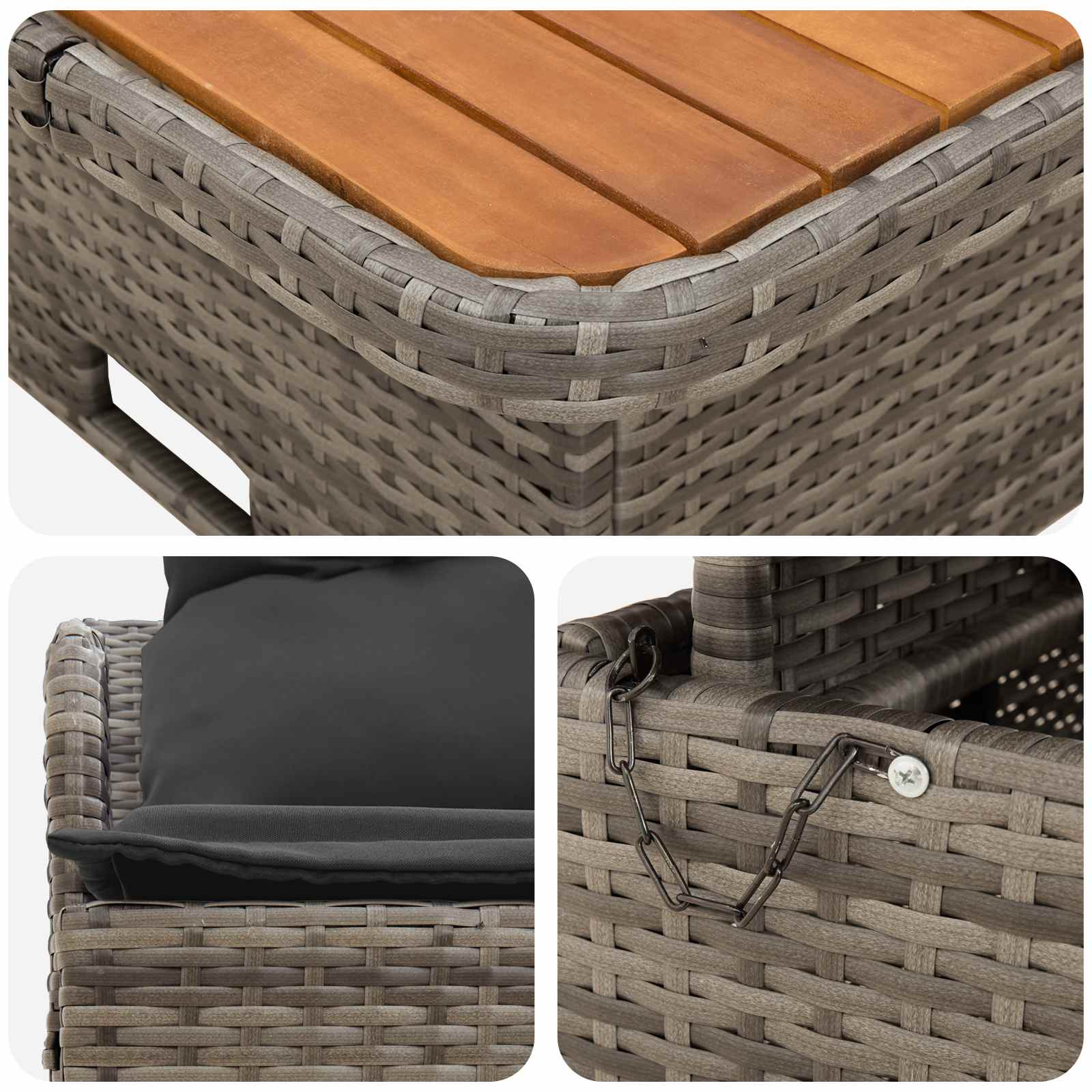 vidaXL Sofa ogrodowa z podłokietnikami i podnoszonym stołem 2 Sztuka