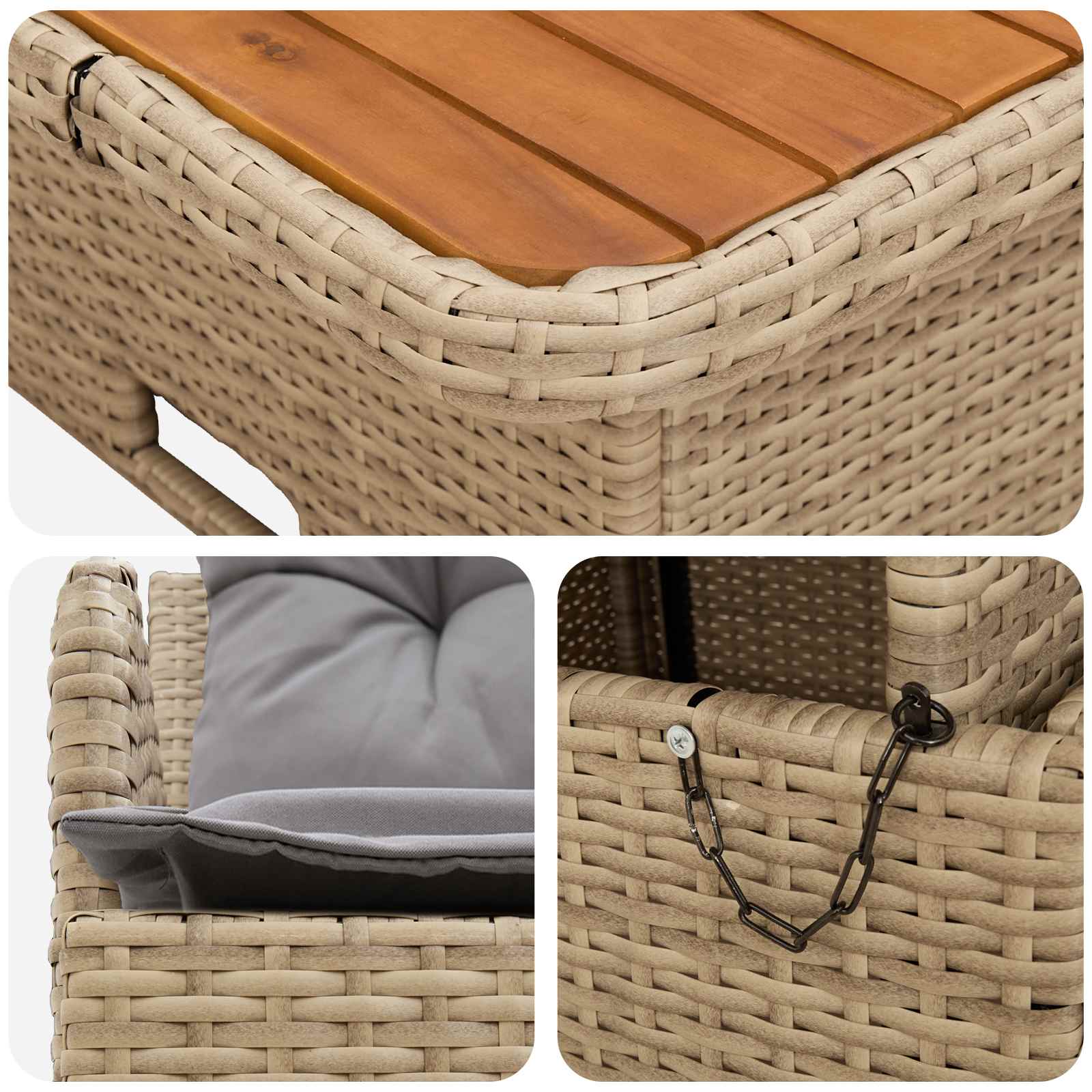 vidaXL Sofa ogrodowa z podłokietnikami i podnoszonym stołem 2 Sztuka