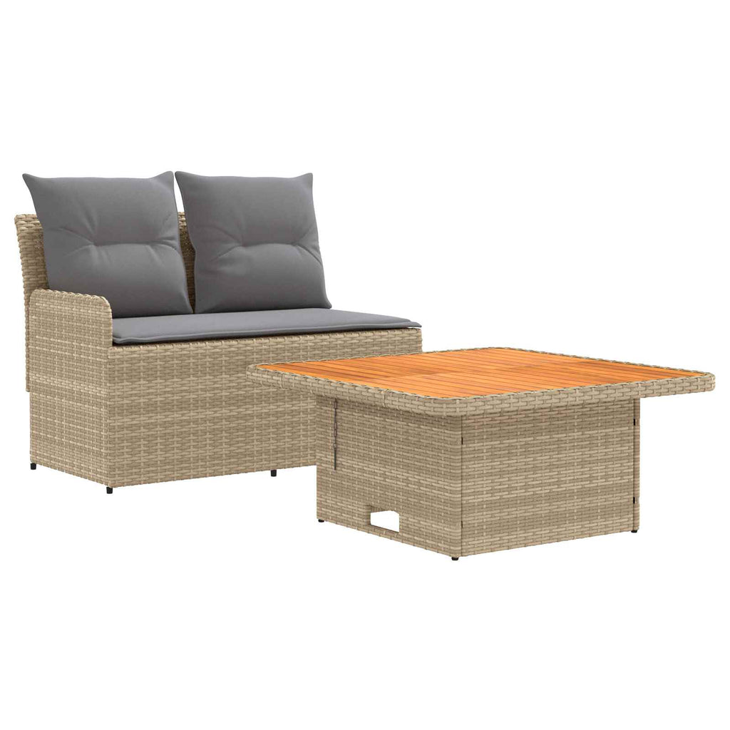 vidaXL Sofa ogrodowa z podłokietnikami i podnoszonym stołem 2 Sztuka