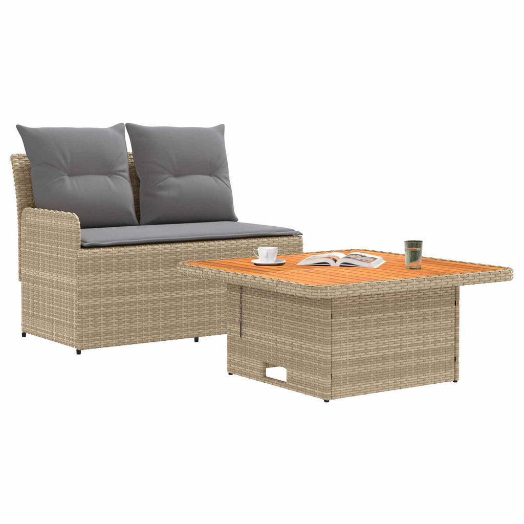 vidaXL Sofa ogrodowa z podłokietnikami i podnoszonym stołem 2 Sztuka