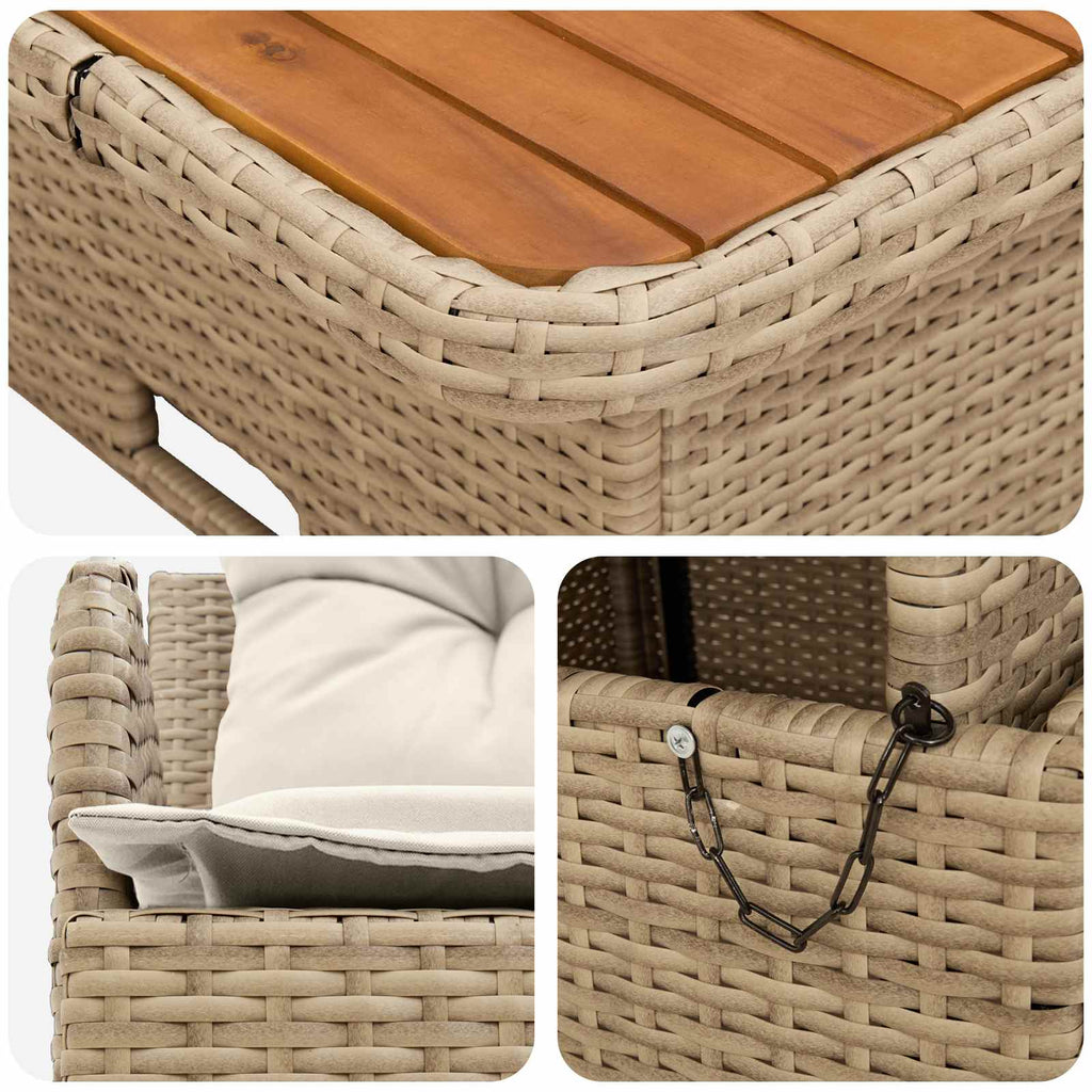 vidaXL Sofa ogrodowa z podłokietnikami i podnoszonym stołem 2 Sztuka