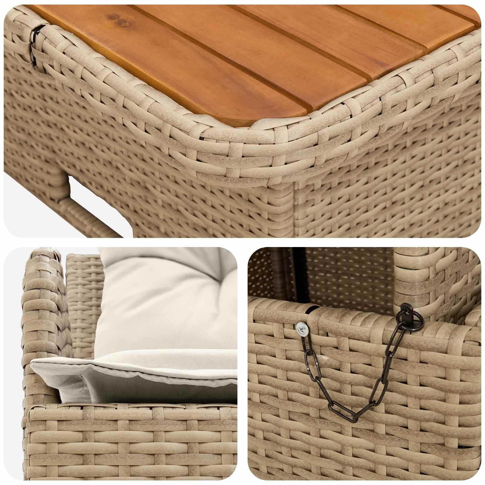 vidaXL Sofa ogrodowa z podłokietnikami i podnoszonym stołem 2 Sztuka