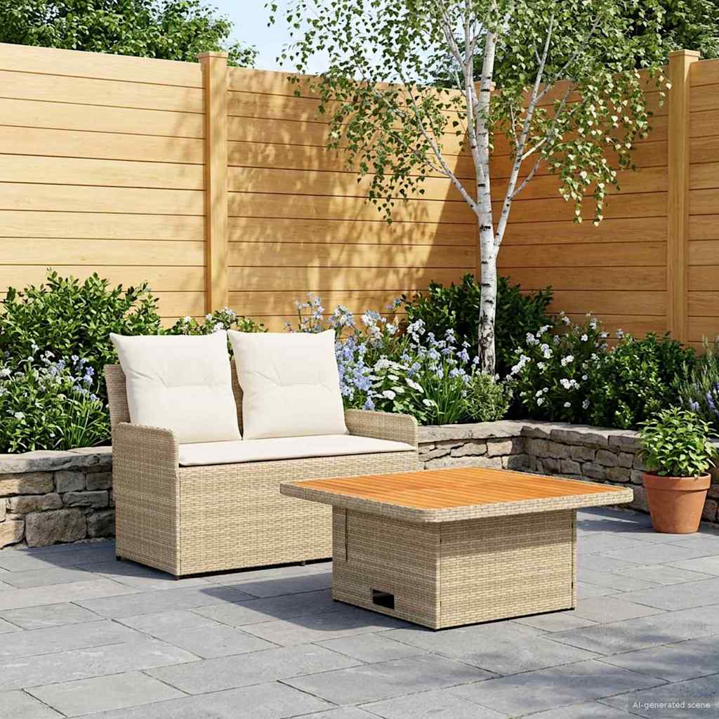 vidaXL Sofa ogrodowa z podłokietnikami i podnoszonym stołem 2 Sztuka