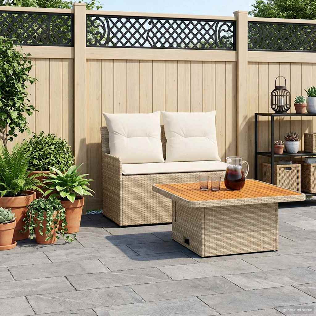 vidaXL Sofa ogrodowa z podłokietnikami i podnoszonym stołem 2 Sztuka