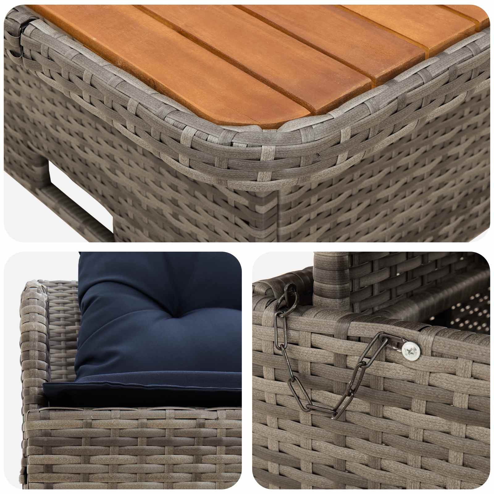 vidaXL Sofa ogrodowa z podłokietnikami i podnoszonym stołem 2 Sztuka