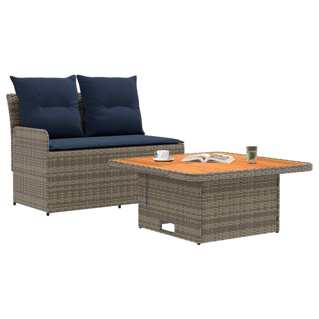 vidaXL Sofa ogrodowa z podłokietnikami i podnoszonym stołem 2 Sztuka