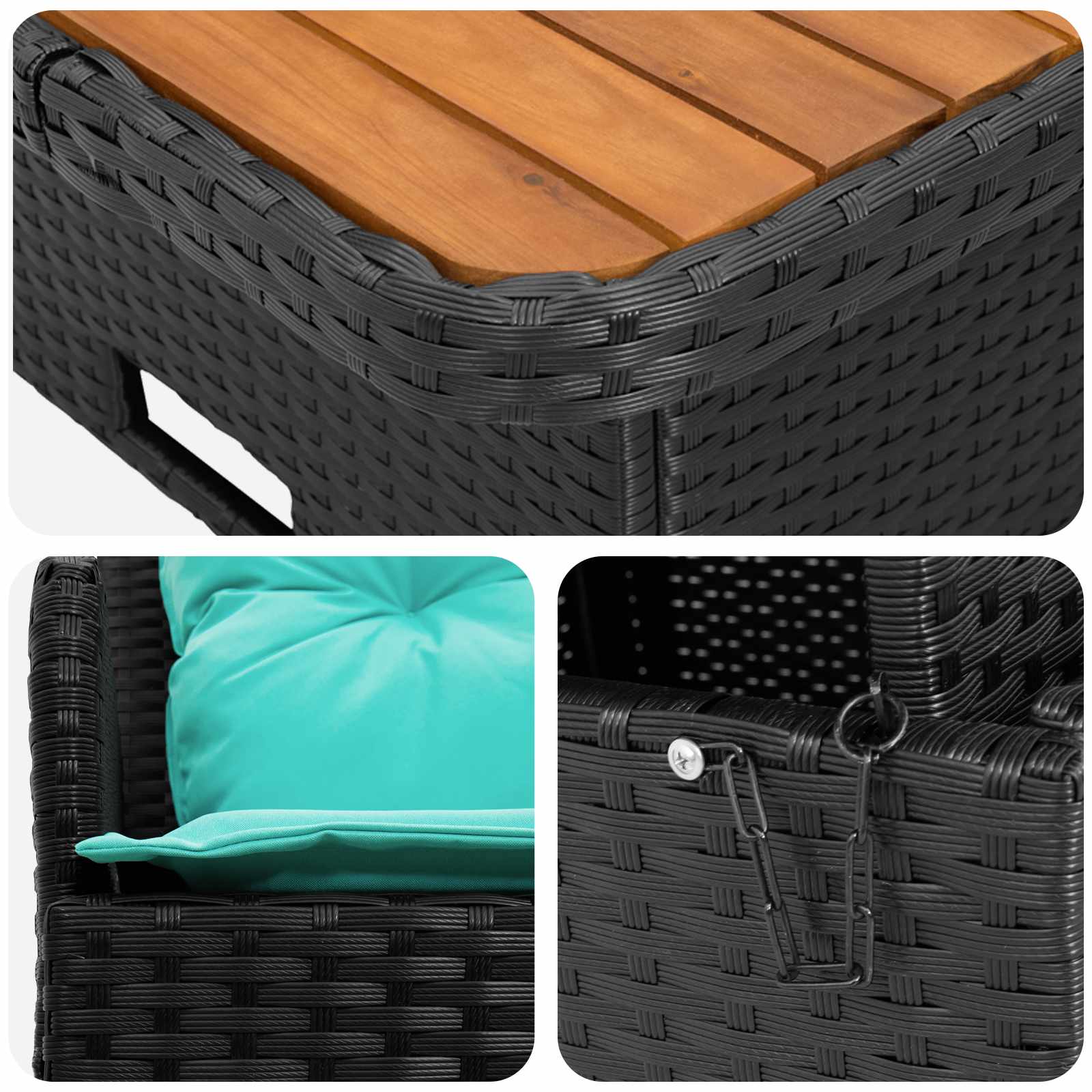 vidaXL Sofa ogrodowa z podłokietnikami i podnoszonym stołem 2 Sztuka