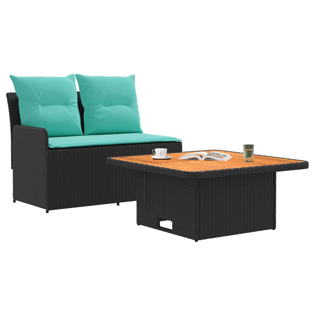 vidaXL Sofa ogrodowa z podłokietnikami i podnoszonym stołem 2 Sztuka