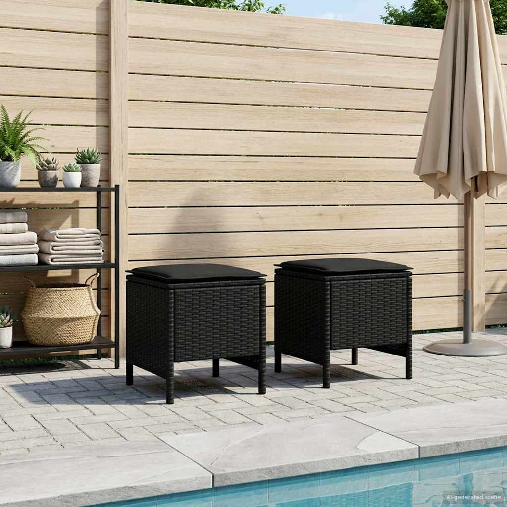 vidaXL Pufa ogrodowa 2 Sztuka Czarny 38 x 38 x 45 cm Rattan PE
