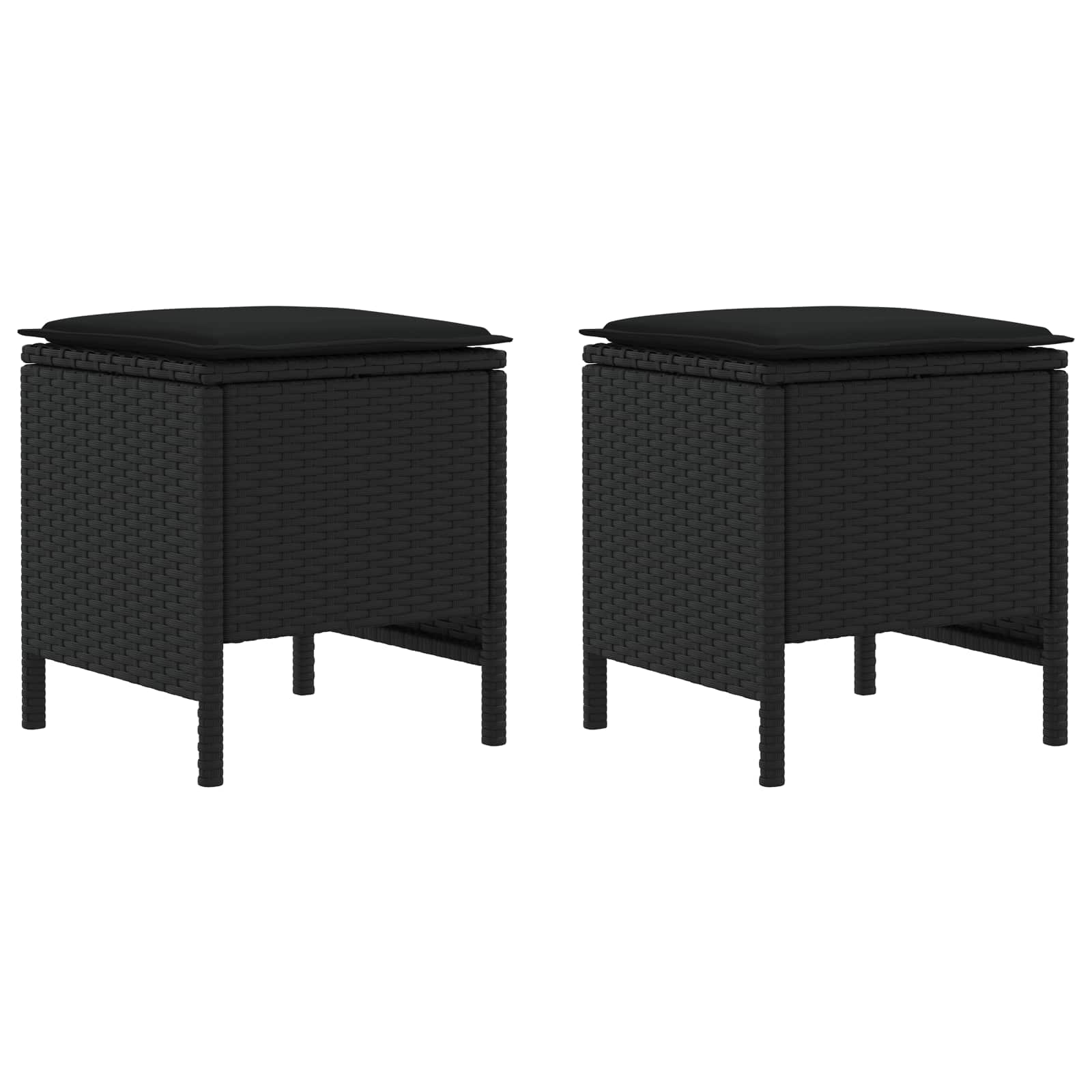 vidaXL Pufa ogrodowa 2 Sztuka Czarny 38 x 38 x 45 cm Rattan PE