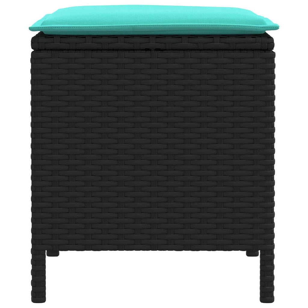 vidaXL Pufa ogrodowa 2 Sztuka Czarny i Turkusowy 38 x 38 x 45 cm