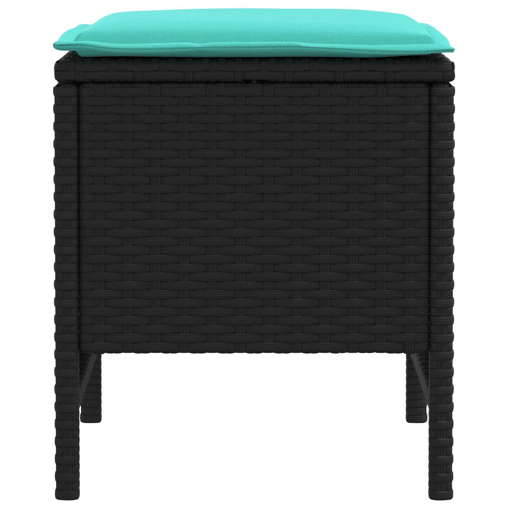 vidaXL Pufa ogrodowa 2 Sztuka Czarny i Turkusowy 38 x 38 x 45 cm