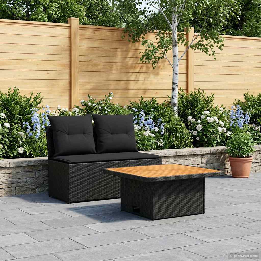 vidaXL 2 Sztuka Środkowa sofa ogrodowa z podnoszonym stolikiem