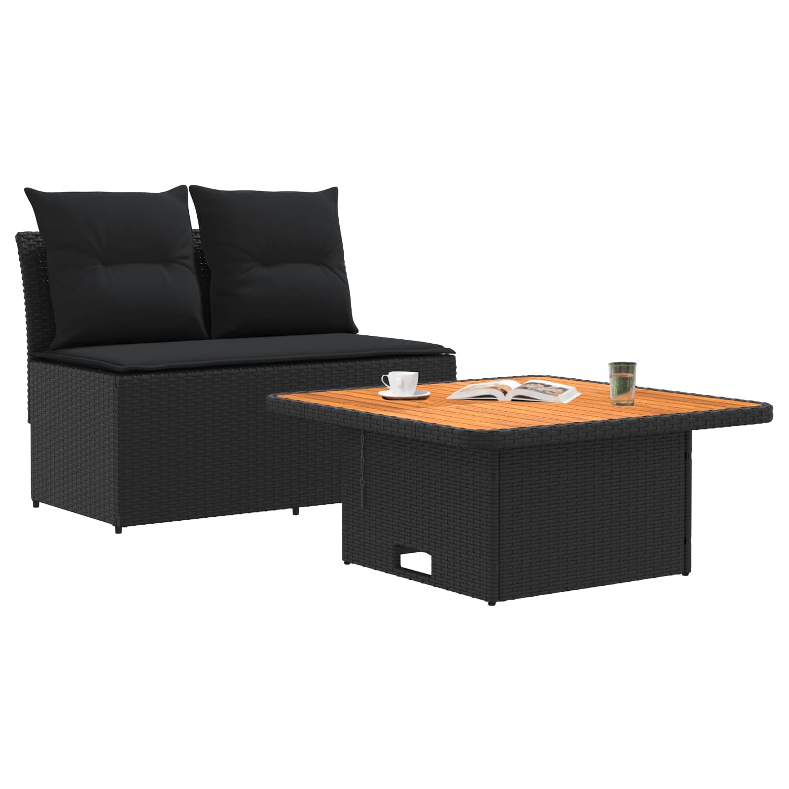 vidaXL 2 Sztuka Środkowa sofa ogrodowa z podnoszonym stolikiem