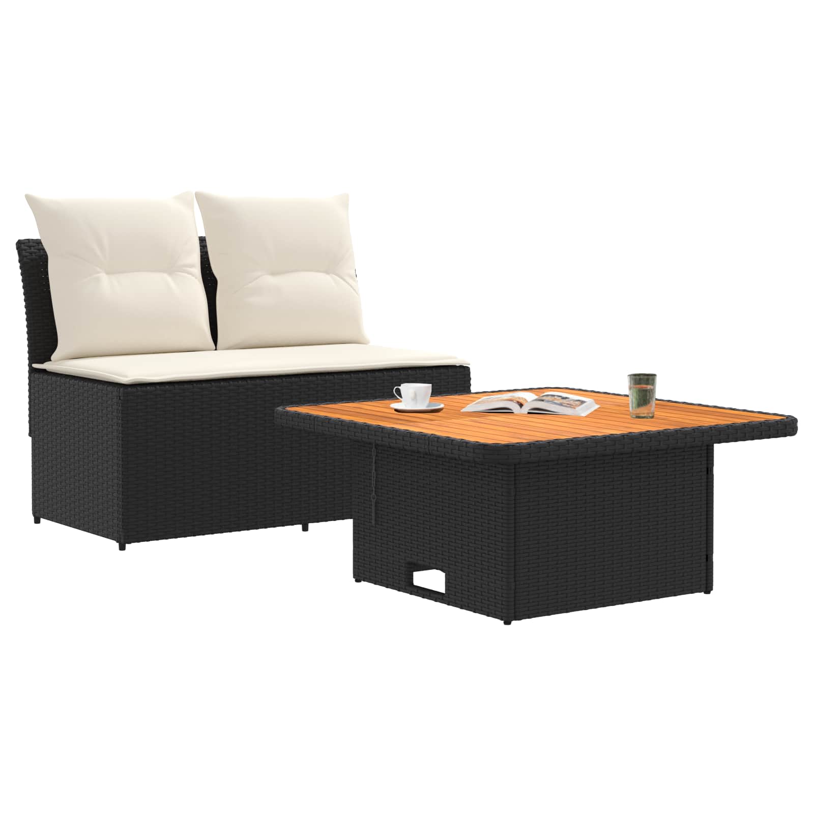 vidaXL 2 Sztuka Środkowa sofa ogrodowa z podnoszonym stolikiem