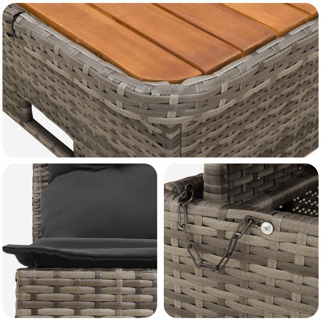 vidaXL 2 Sztuka Środkowa sofa ogrodowa z podnoszonym stolikiem