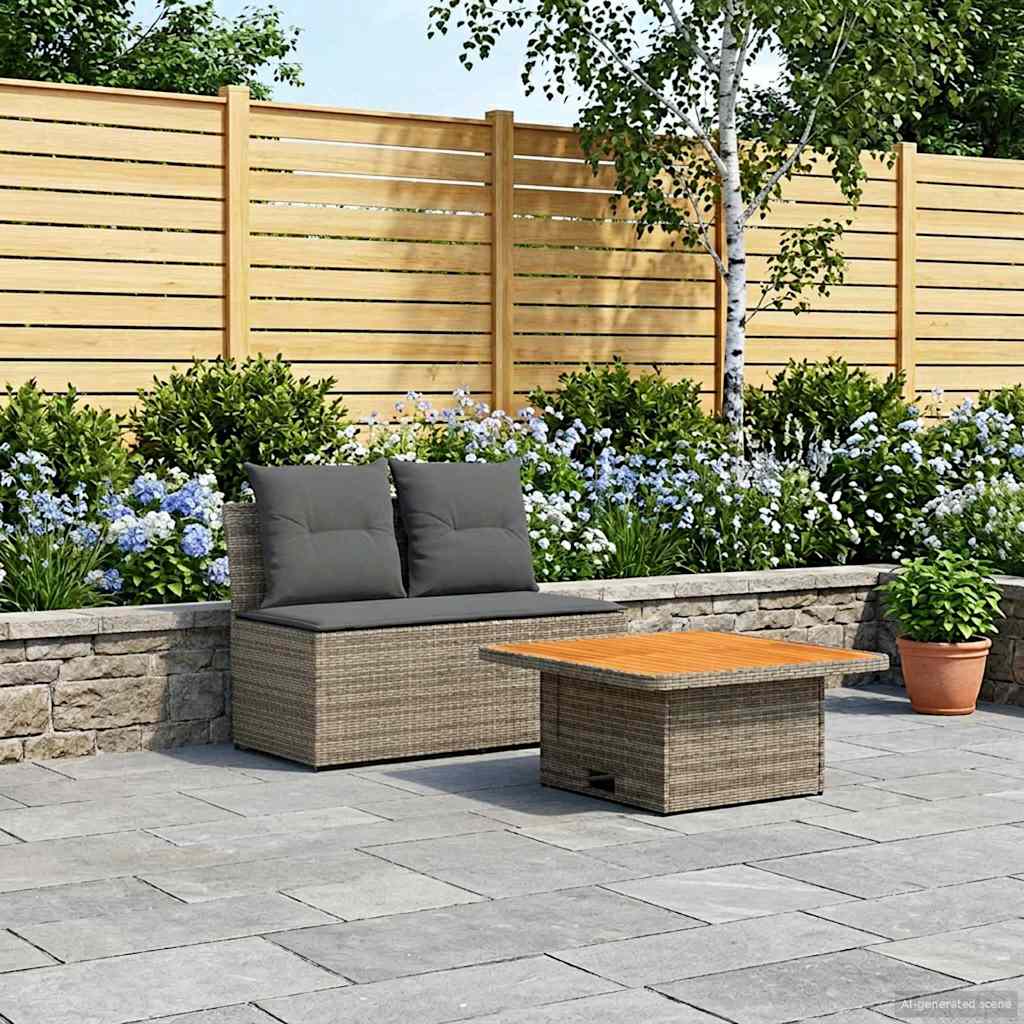 vidaXL 2 Sztuka Środkowa sofa ogrodowa z podnoszonym stolikiem