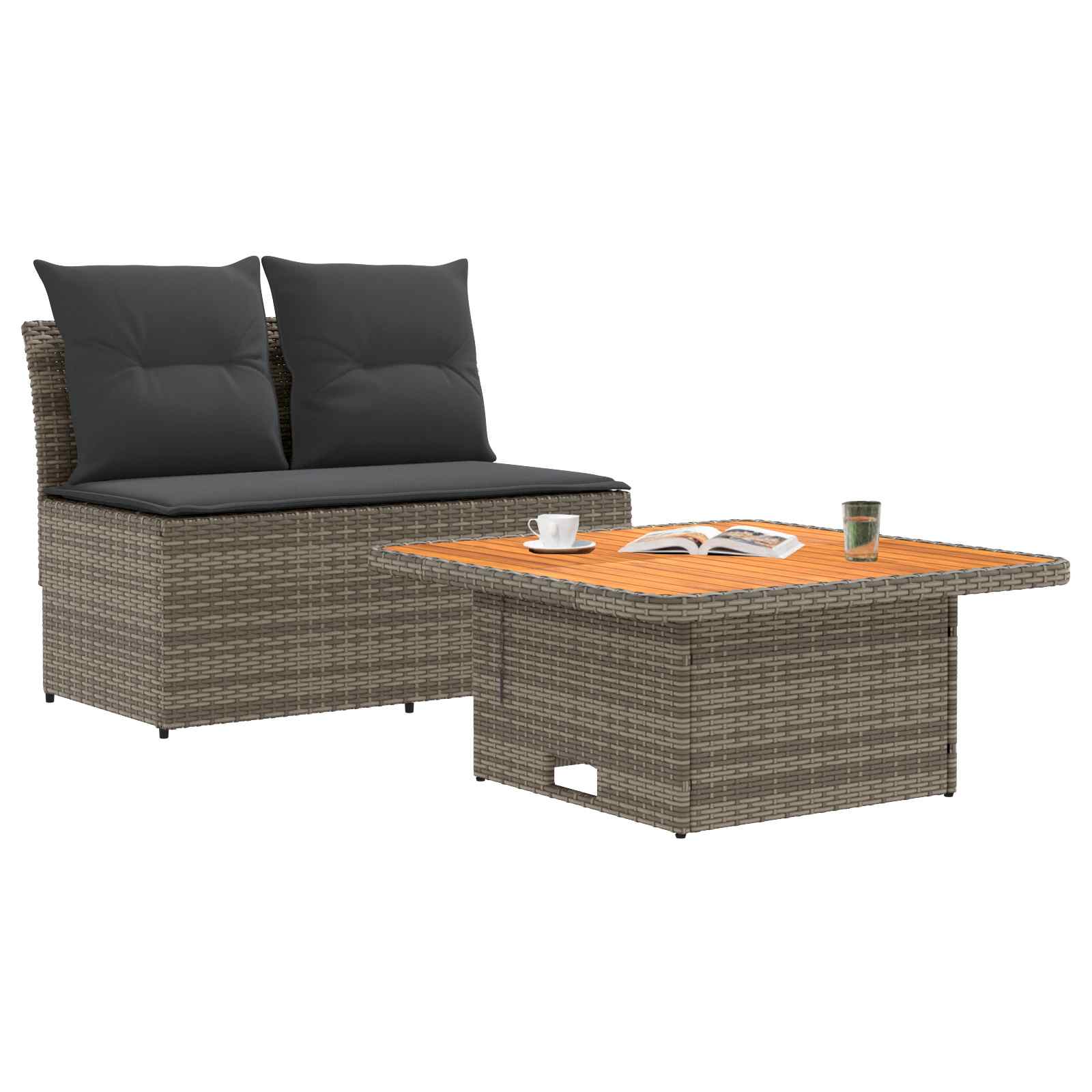 vidaXL 2 Sztuka Środkowa sofa ogrodowa z podnoszonym stolikiem