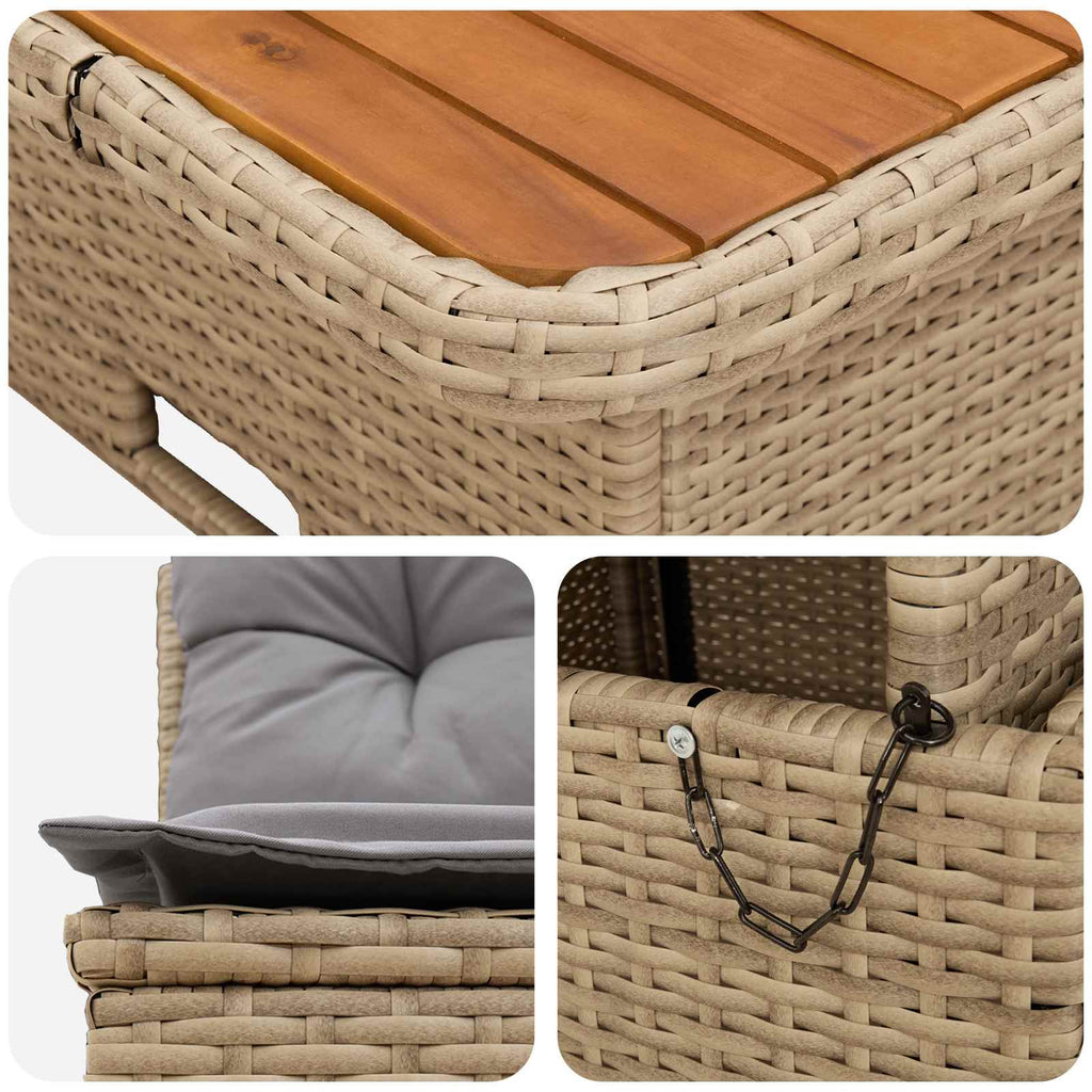 vidaXL 2 Sztuka Środkowa sofa ogrodowa z podnoszonym stolikiem