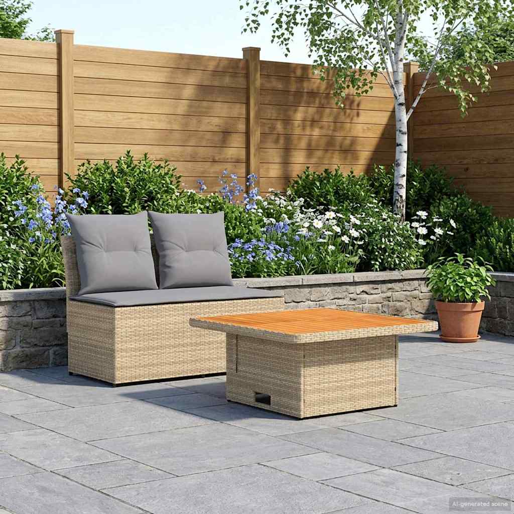 vidaXL 2 Sztuka Środkowa sofa ogrodowa z podnoszonym stolikiem
