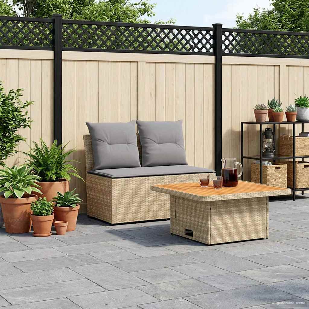 vidaXL 2 Sztuka Środkowa sofa ogrodowa z podnoszonym stolikiem