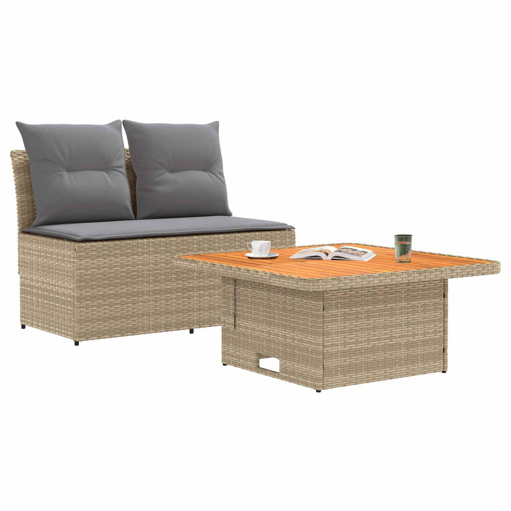 vidaXL 2 Sztuka Środkowa sofa ogrodowa z podnoszonym stolikiem