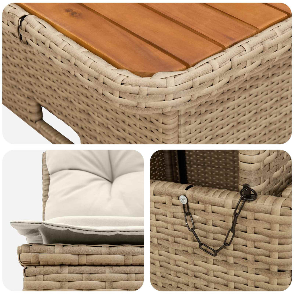 vidaXL 2 Sztuka Środkowa sofa ogrodowa z podnoszonym stolikiem