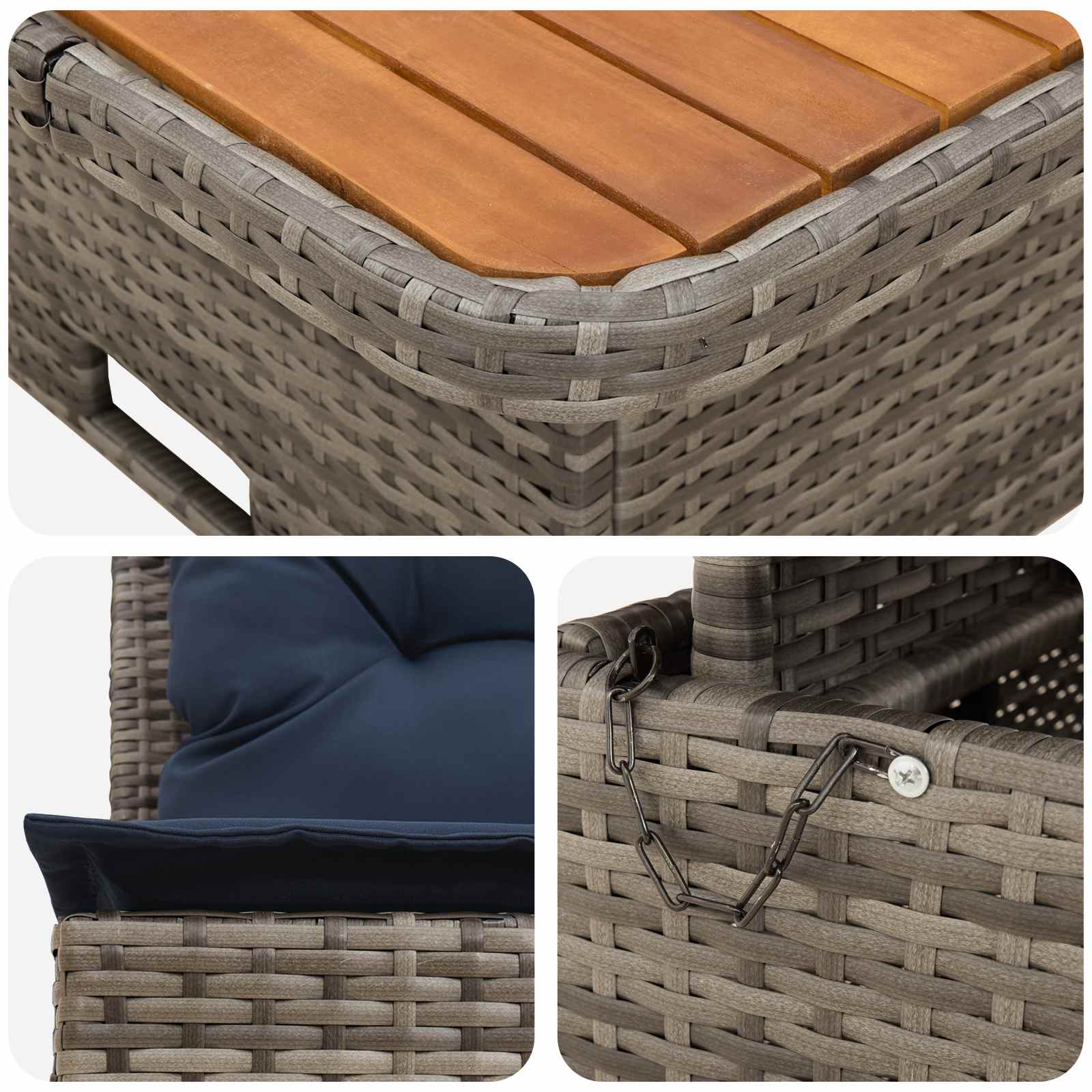 vidaXL 2 Sztuka Środkowa sofa ogrodowa z podnoszonym stolikiem