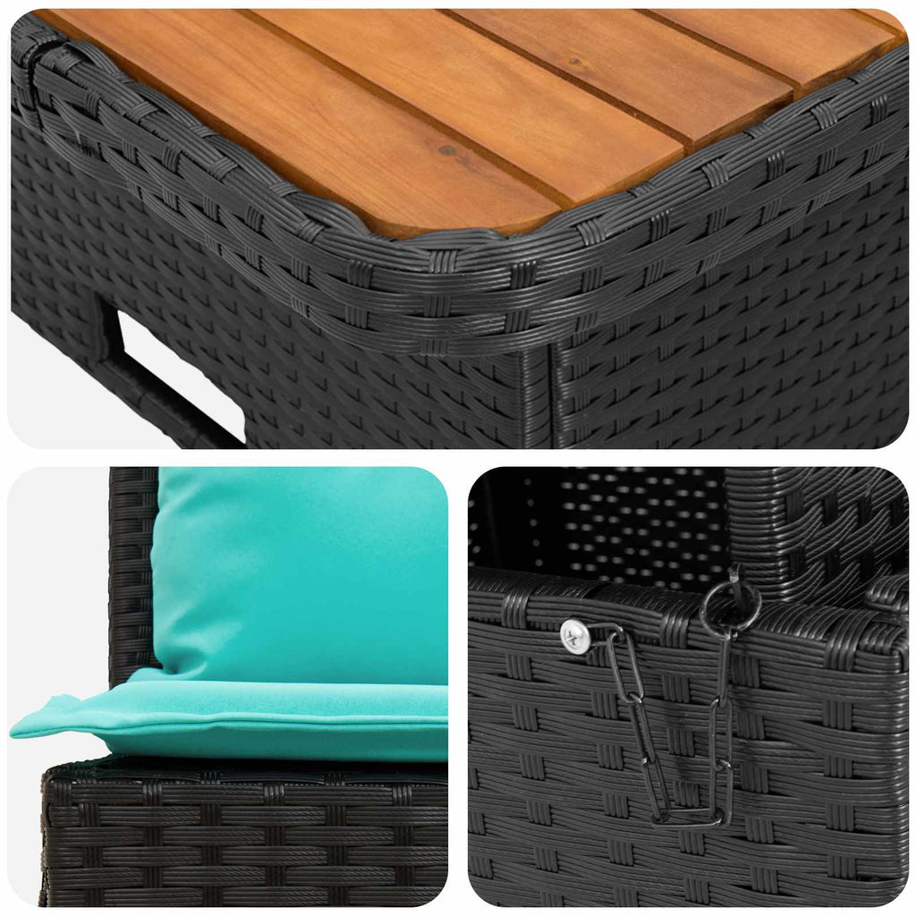 vidaXL 2 Sztuka Środkowa sofa ogrodowa z podnoszonym stolikiem