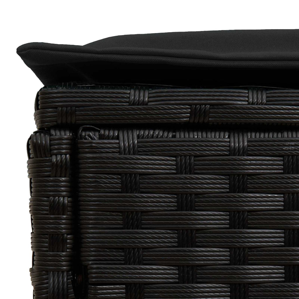 vidaXL Pufa ogrodowa z poduszką Czarny 80 x 38 x 45 cm Rattan PE