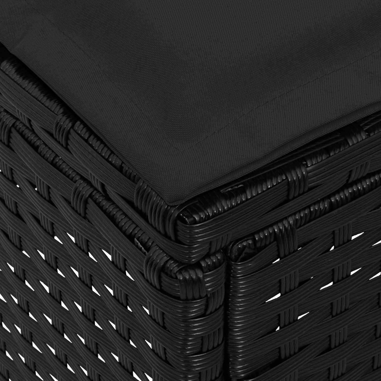 vidaXL Pufa ogrodowa z poduszką Czarny 80 x 38 x 45 cm Rattan PE