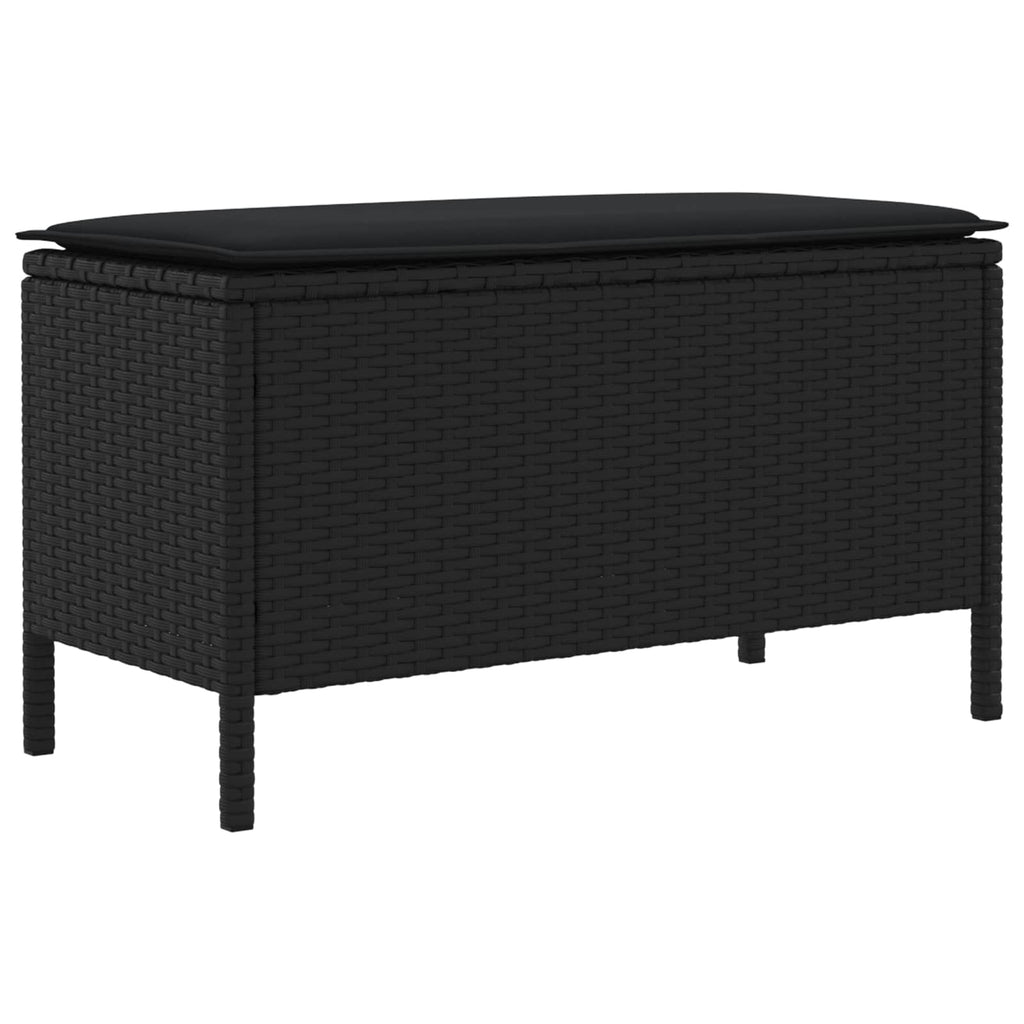 vidaXL Pufa ogrodowa z poduszką Czarny 80 x 38 x 45 cm Rattan PE
