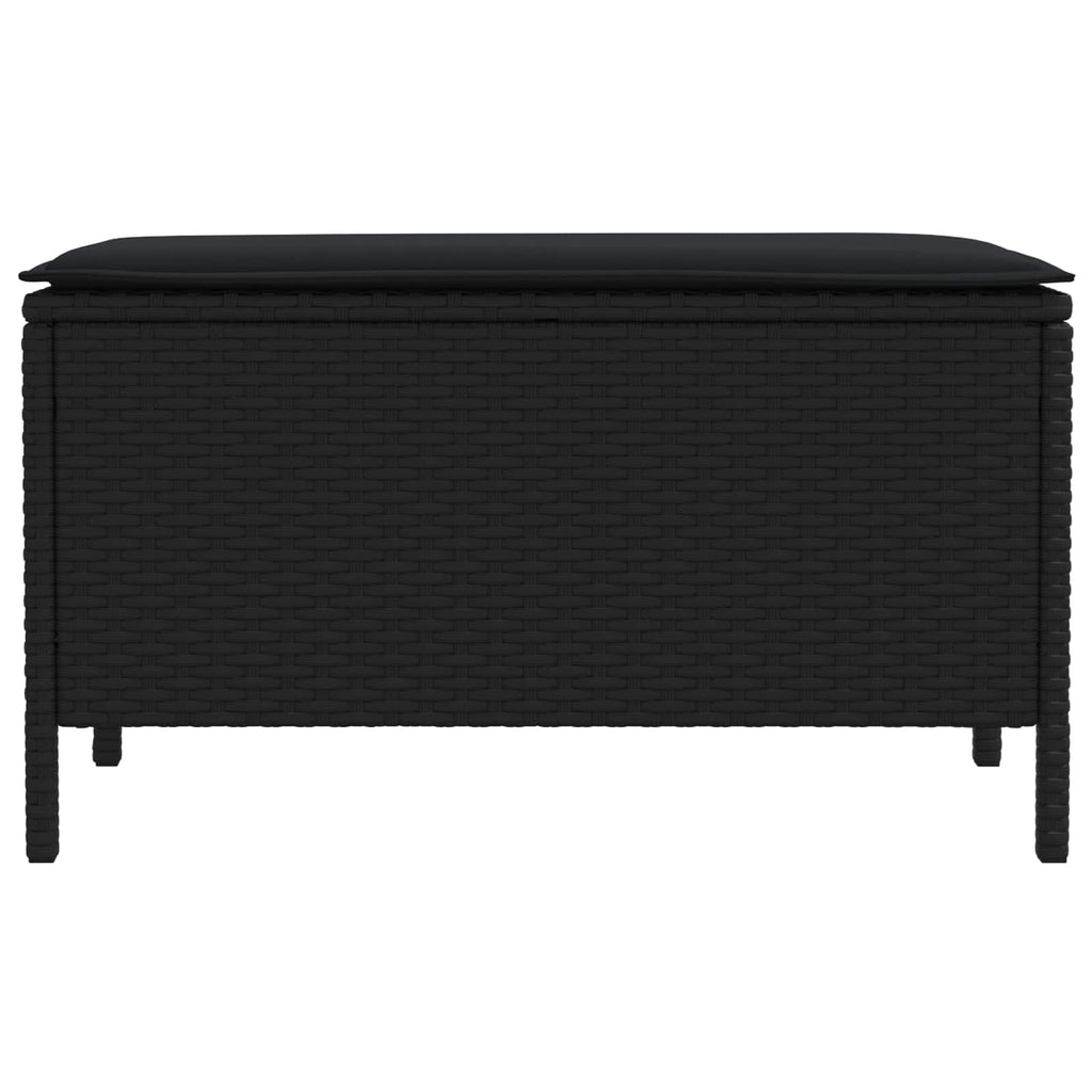 vidaXL Pufa ogrodowa z poduszką Czarny 80 x 38 x 45 cm Rattan PE