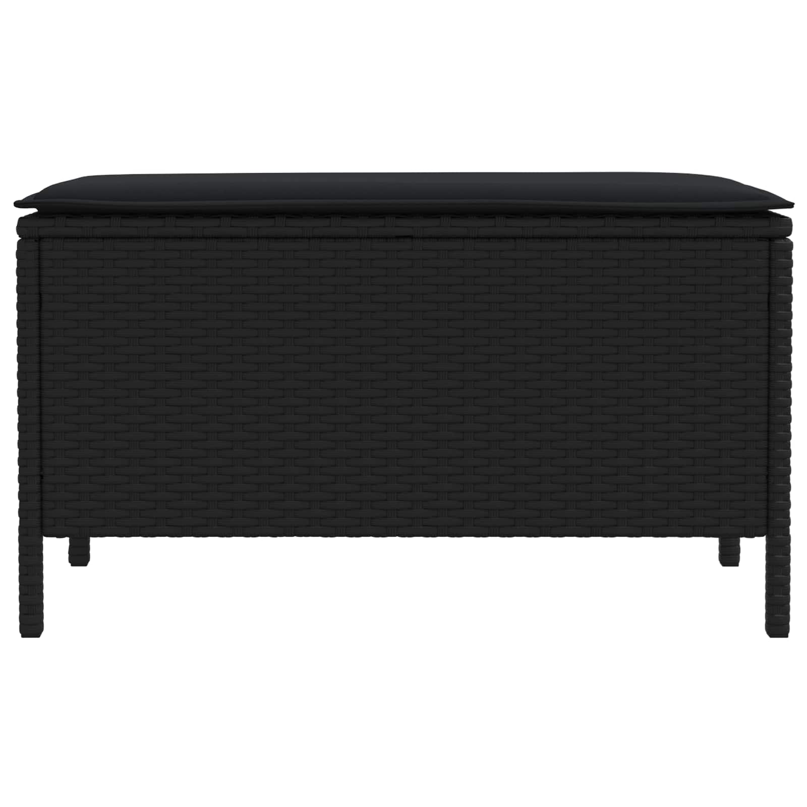 vidaXL Pufa ogrodowa z poduszką Czarny 80 x 38 x 45 cm Rattan PE